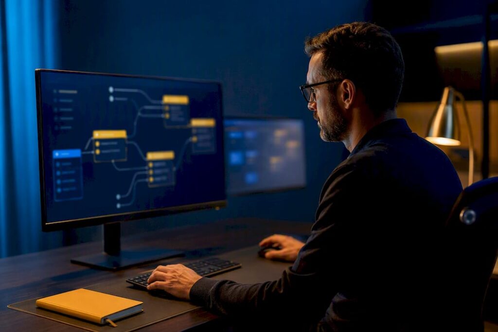 Equipo técnico configurando la integración de IA empresarial