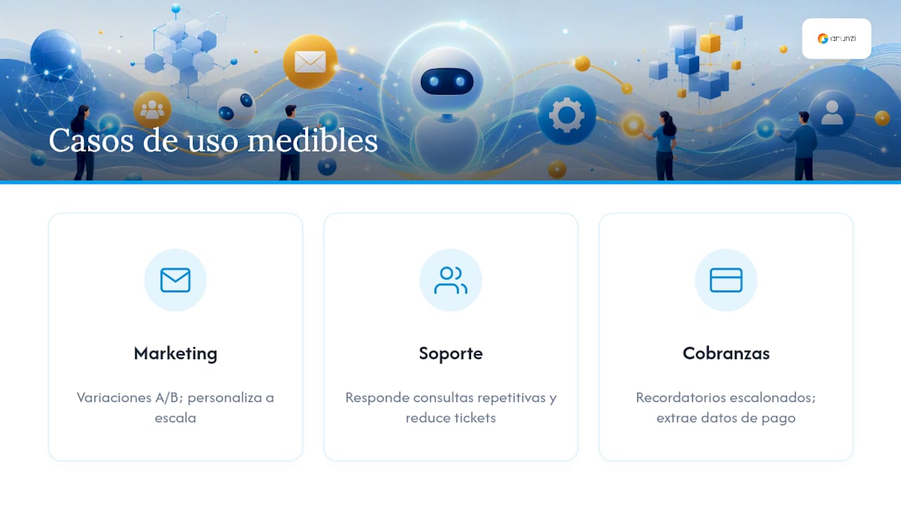 Casos de uso y beneficios medibles — overview diagram