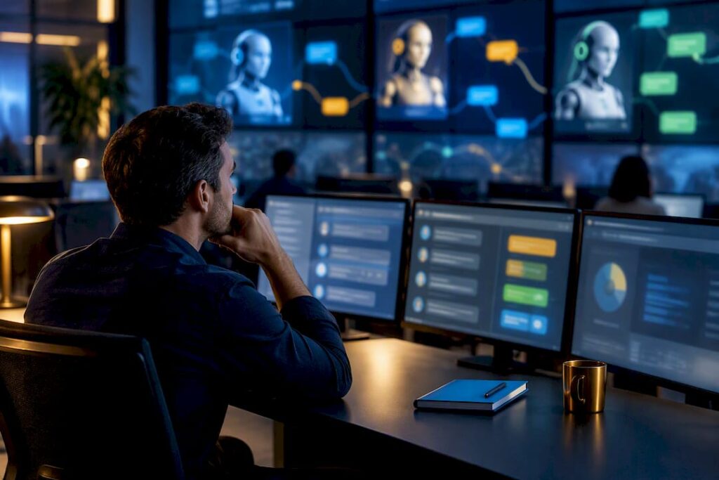 Centro de operaciones monitoreando rutas de comunicación